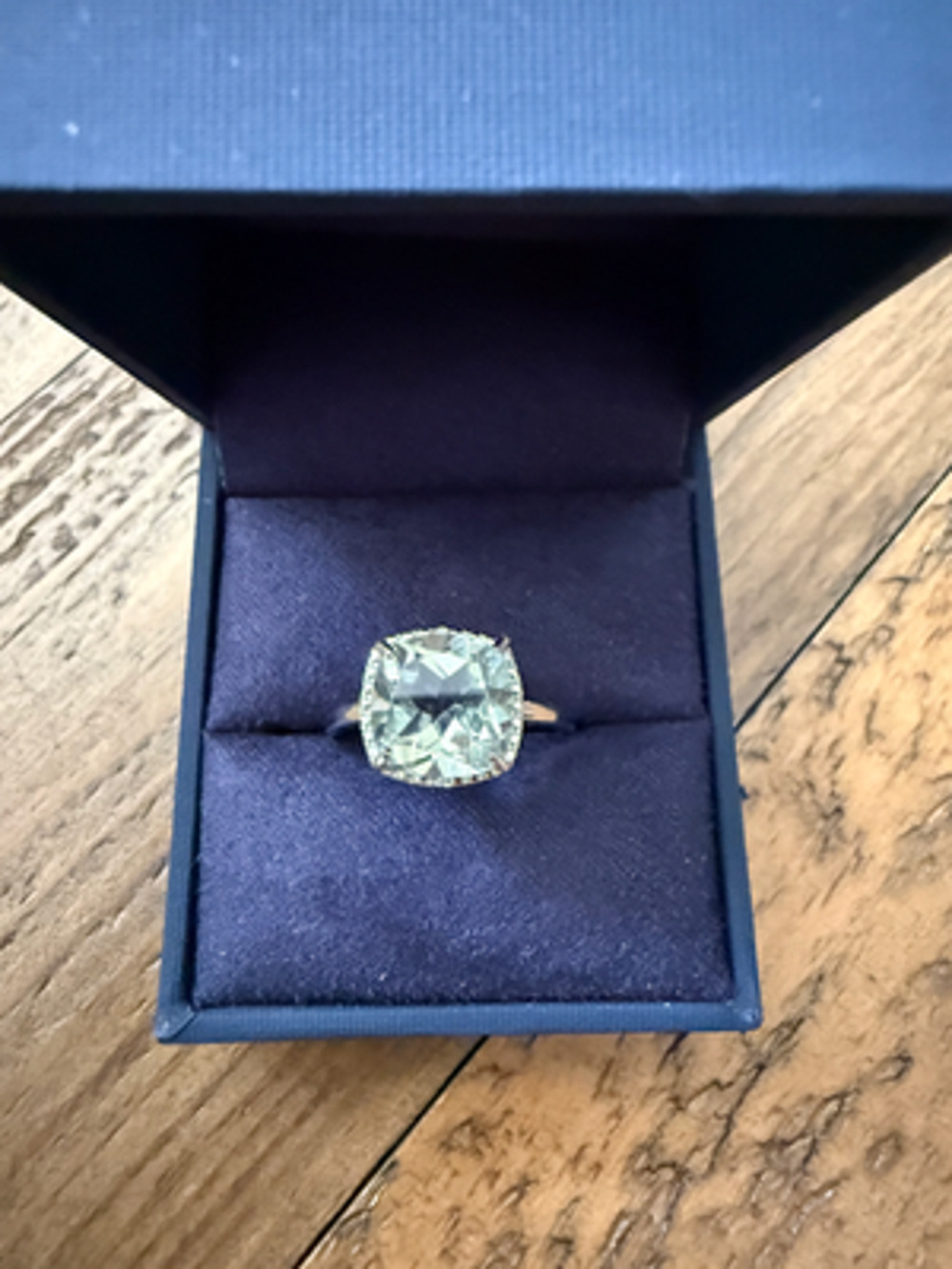 Green Amethyst Cushion Cut Halo Cocktail Ring Size 9 925 Sterling Silver